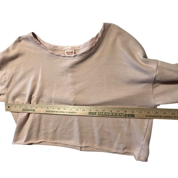 Mossimo Top Women's L Light Pink Bell Tie Sleeve Cropped Sweatshirt Casual Comfy - Picture 6 of 7